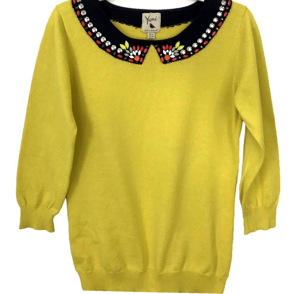Lemon Yumi knitwear sweater colored beads stones